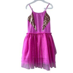 COTTON ON Kids Superhero Dress Girls 7 Gold Sequins Pink Tulle Princess CottonOn